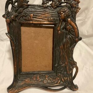 Vintage Art Nouveau Bronze and Black Decorative Frame
